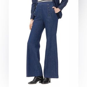 Sandro Paris Denim Sailor Wide Leg Pants